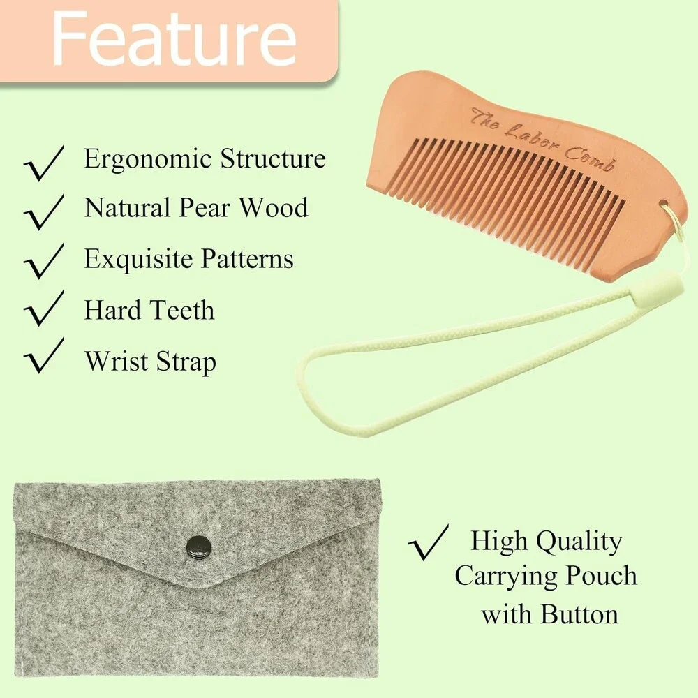 Labor Pain Relief Wooden Birth Comb Natural Acupressure Comb Postpartum Support